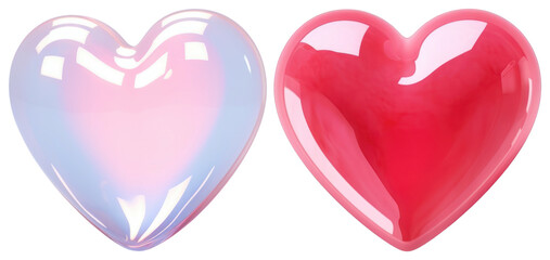 Canvas Print - png glossy colorful heart shapes, element set on transparent background