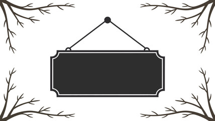 Poster - Hanging sign mockup blank signage template vector design presentation background branches illustration 100 editable stock vector illustration
