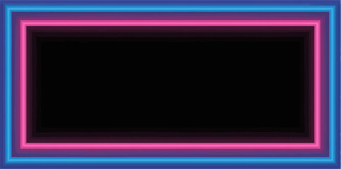 Poster - Neon rectangle frame border blue pink glowing light effect background for graphic design and decoration editable stock vector illustration