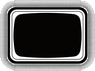 Poster - Retro tv screen mockup black and white halftone effect vintage television display template for design editable stock vector illustration