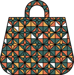 Poster - geometric pattern shopping bag design illustration vector art modern style fashion accessory purchas