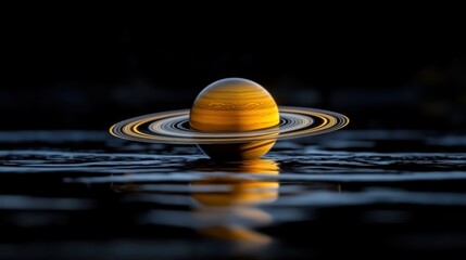 Wall Mural - a breathtaking view of saturn beautifully illuminated against the dark backdrop of space, with its r