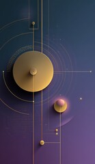 Poster - Abstract graphic with vibrant colors and geometric shapes on a dark background