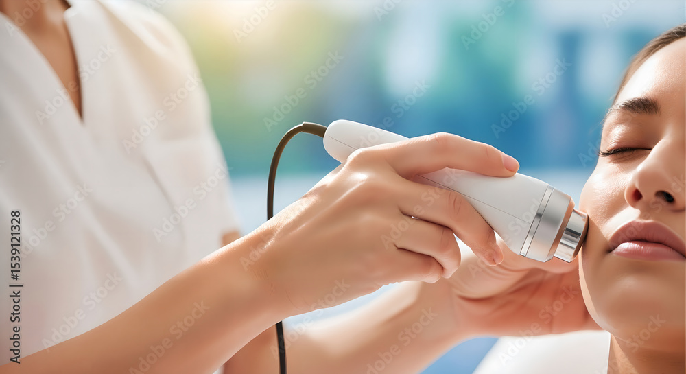 Photo Stock Woman getting a hardware facial treatment by a ...