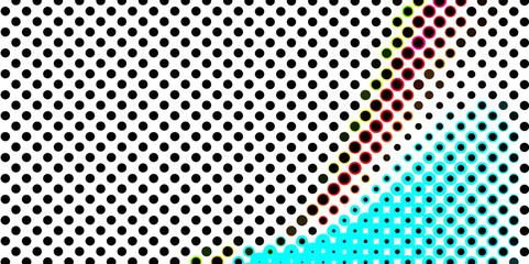 Poster - Abstract multi-colored halftone dots artistic design pop art pattern of geometric shapes colorful background, texture effect monochrome halftone dot seamless design color abstract patterns background.