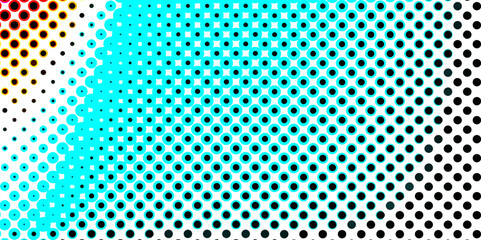 Poster - Abstract multi-colored halftone dots artistic design pop art pattern of geometric shapes colorful background, texture effect monochrome halftone dot seamless design color abstract patterns background.