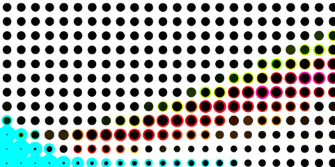 Poster - Abstract multi-colored halftone dots artistic design pop art pattern of geometric shapes colorful background, texture effect monochrome halftone dot seamless design color abstract patterns background.