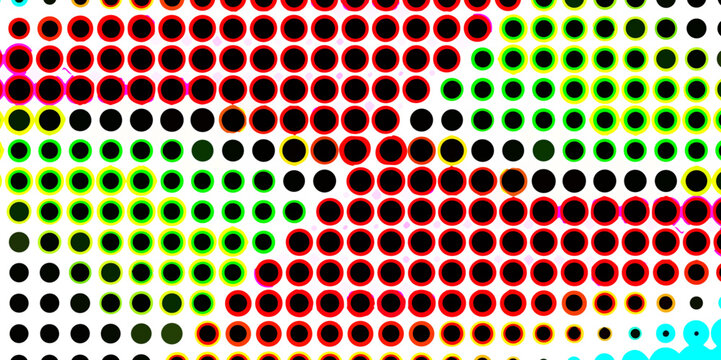 Abstract multi-colored halftone dots artistic design pop art pattern of geometric shapes colorful background, texture effect monochrome halftone dot seamless design color abstract patterns background.