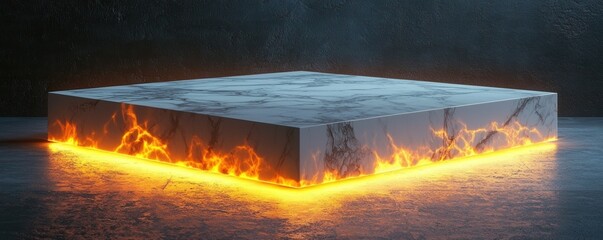 Poster - Square-shaped illuminated display stand with glowing light effect