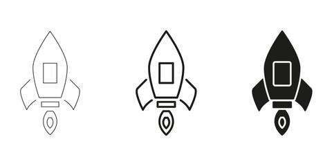 Fototapete - Rocket Launch In Line, Outline, And Glyph Icon Set. Space Exploration And Innovation Symbol Collection. Futuristic Technology And Startup Growth. Isolated Vector Illustration