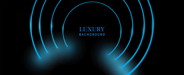 Aufkleber - Luxury Abstract Background black Glitter Light Effect Decoration, Soft blue Glow, and Circular Frame on an Elegant Stage. vector