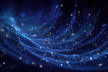 Poster - Abstract glowing lines and shimmering particles on a dark background