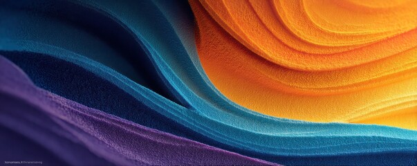 Poster - colorful abstract swirls in orange, blue, and purple hues with speckled texture