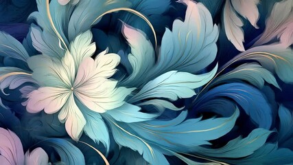 Poster - Stunning and beautiful abstract floral designs adorned with pastel colors set against a dark background