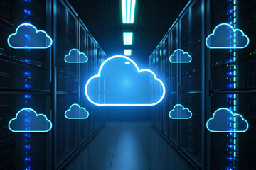 Poster - Cloud Computing Data Center Server Room Network Technology Concept