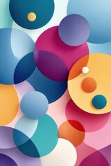 Poster - colorful abstract design with overlapping circles in vibrant shades and textures