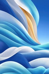 Poster - abstract flowing shapes with blue and white gradient under clear blue sky