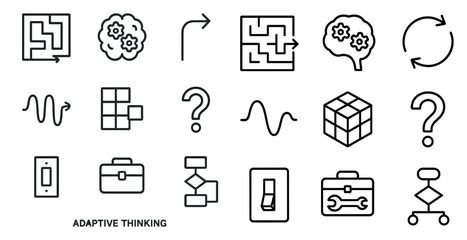 Poster - Problem solving line icons set – linear, outline, logic and puzzle graphics