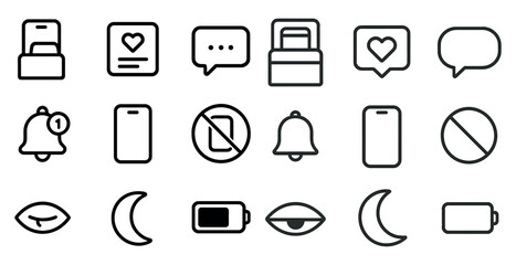 Poster - Social media line icons set – outline, digital, communication symbols