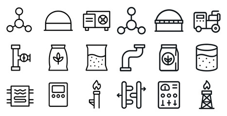 Poster - Science and industry outline icons set – linear, lab, engineering symbols