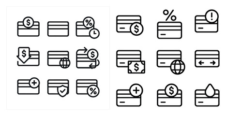 Poster - Finance and banking icons set – outline, financial, transaction symbols