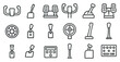 © Coosh448 - Automotive controls line icons set – steering, gearshift, vehicle dashboard symbols
