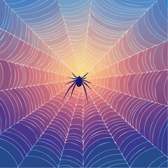 Vector - Spider Web with Silhouetted Spider 33