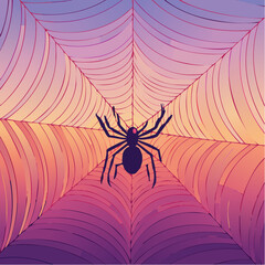 Vector - Spider Web with Silhouetted Spider 36