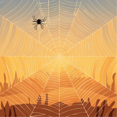 Vector - Spider Web with Silhouetted Spider 42