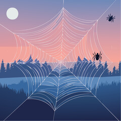 Vector - Spider Web with Silhouetted Spider 6