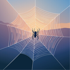 Vector - Spider Web with Silhouetted Spider 9