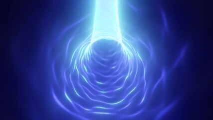Poster - Bright cyan-blue digital tunnel with flowing light lines creating a futuristic energy stream