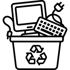 Poster - Computer and cables in electronic waste icon