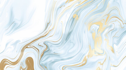 Poster - elegant fluid marble texture in muted blue and gold, creating serene and sophisticated atmosphere