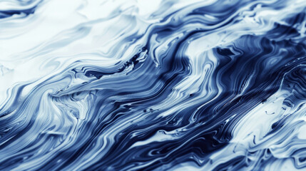 Poster - swirling blue and white patterns create mesmerizing abstract design, evoking sense of calm and fluid