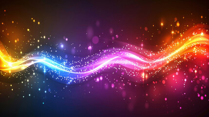 Poster - Colorful light streams create vibrant and dynamic background with glowing curves and sparkling effects, evoking sense of energy and excitement
