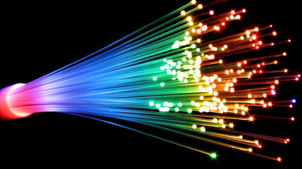 Poster - colorful fiber optic light streams glowing in vibrant curves, creating mesmerizing display of illumi