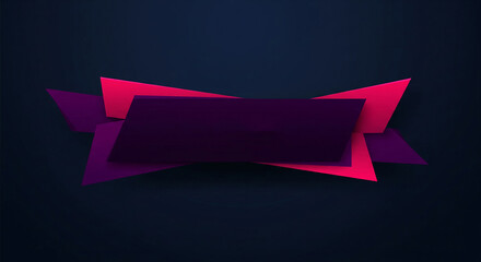 Aufkleber - Abstract geometric banner with pink and purple shapes, showcasing a dark purple rectangle for text or logo placement, ideal for modern designs and presentations