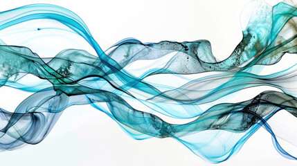 Poster - Flowing blue ink underwater creates elegant abstract patterns, evoking sense of tranquility and fluidity