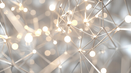 Poster - futuristic digital grid with silver reflections and glowing lights creates mesmerizing visual experi