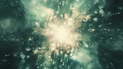 Poster - Mesmerizing cosmic explosion with vibrant colors and swirling particles creates sense of wonder and awe