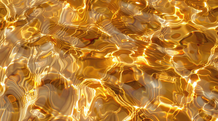 Poster - gentle ripple water texture with glowing reflections creates mesmerizing golden surface, evoking sen