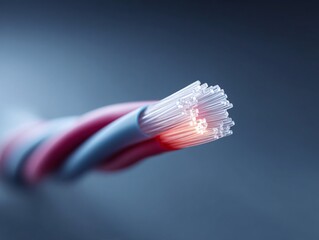 Poster - Closeup of glowing fiber optic cables, symbolizing highspeed data transfer and connectivity.