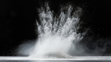 Poster - cloud of white powder bursts dramatically against dark background, creating mesmerizing display of f