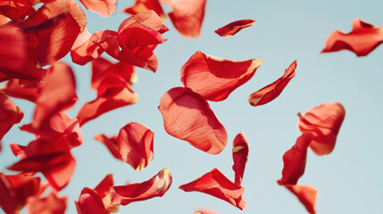 Poster - soft flower petals falling gently as blossoms sway in breeze, creating serene and beautiful scene