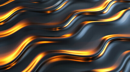 Poster - subtle golden wave curves glowing dark abstract background create mesmerizing visual effect. interpl
