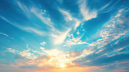 Wall Mural - stunning sky with vibrant colors and dynamic cloud formations creates serene atmosphere at sunset