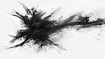 Poster - surreal ink bloom expanding in translucent motion, creating abstract explosion of black and white hu