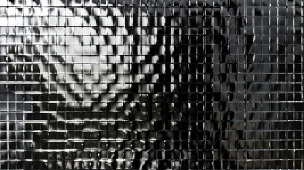 Poster - Textured grid of geometric squares creating reflective surface with sleek, modern appearance. interplay of light and shadow adds depth