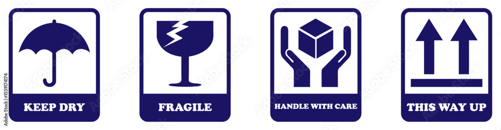 Shipping handling symbols fragile keep dry handle with care packaging ...